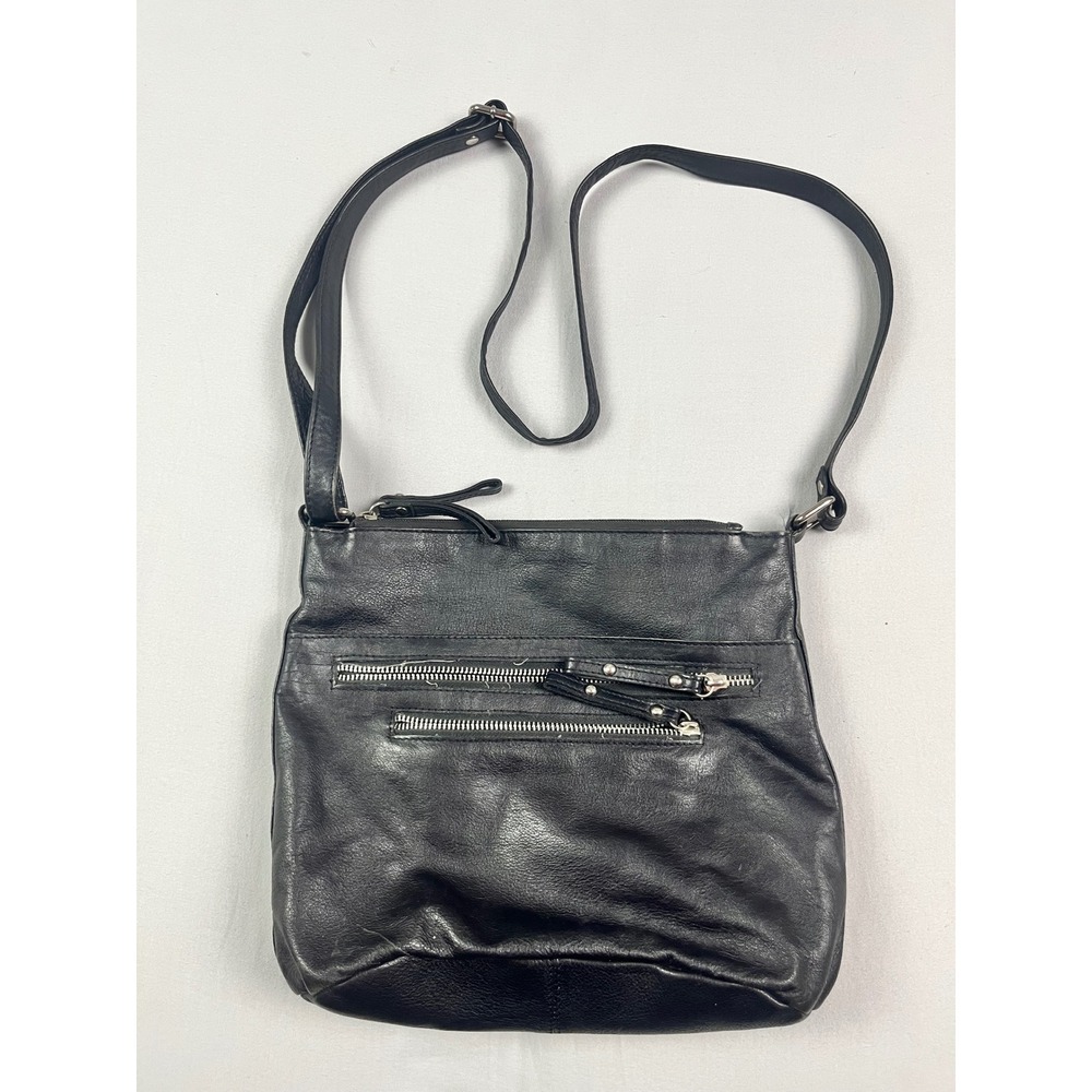 Great American Leather Works Black Pebbled Leather Crossbody Organizer Bag
